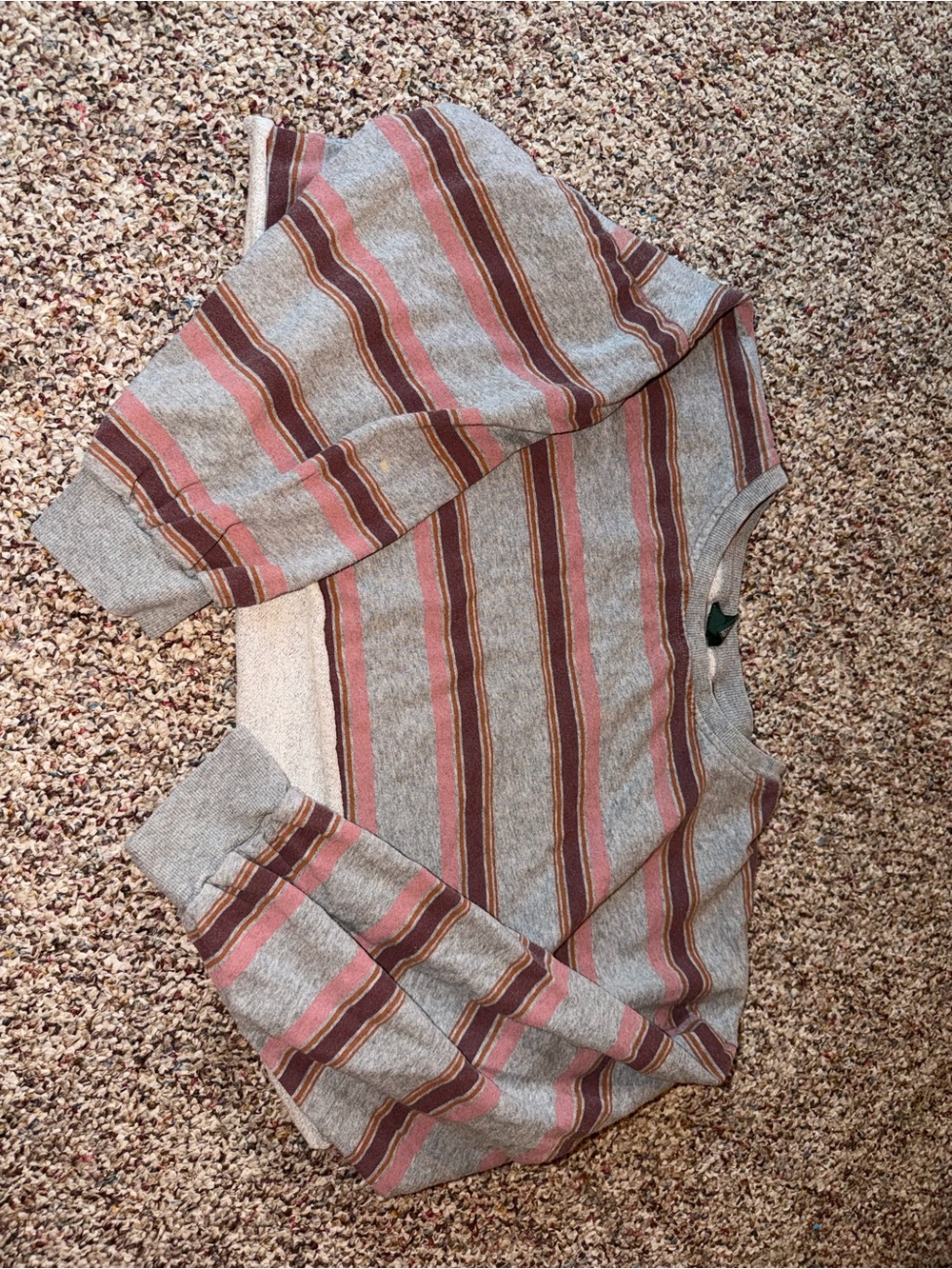 wild fable Striped Cropped Crewneck Sweater in Taupe, Rose, and Brown